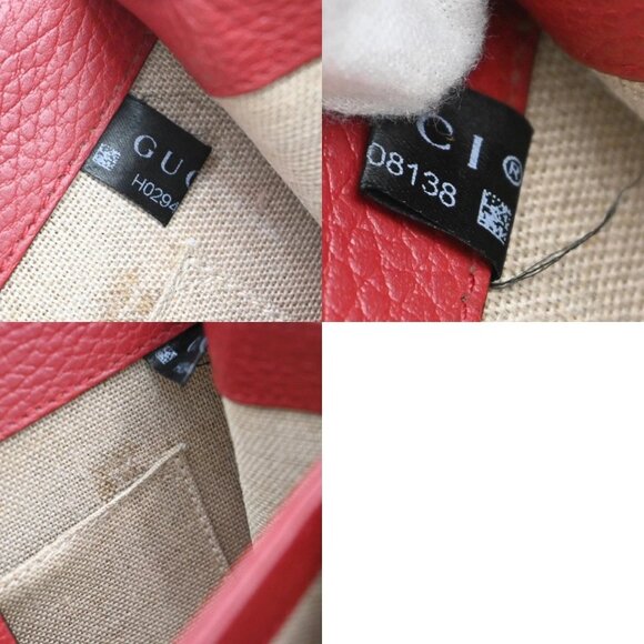 GUCCI Logo Interlocking G Chain Shoulder Bag Leather Red GHW Italy 58KA971 - Picture 15 of 16